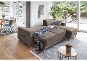 Barna kinyitható-tárolóhelyes sarokkanapé Classy Sophie – Miuform
