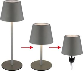 Globo 58488G-LED Dimmelhető érintéses tölthető kültéri asztali lámpa VANNIE 3W/5V IP54 1800mAh szürke