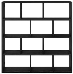 fekete szerelt fa fali kockapolc 12 rekeszes színű