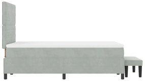 Box Spring Ágy Matraccal és Padjal Világosszürke 120x190 cm Bársony