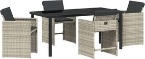 vidaXL Kert étkező szett 5 pcs Világosszürke polirattan