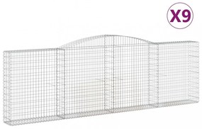 9 db íves horganyzott vas gabion kosár 400x30x120/140 cm