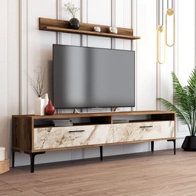 TV szekrény Istanbul - Diós, Fehér Marble