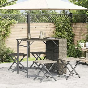 5 részes szürke polyrattan összecsukható kerti étkezőgarnitúra