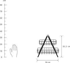 GRID két emeletes fém tároló, fekete 33 cm