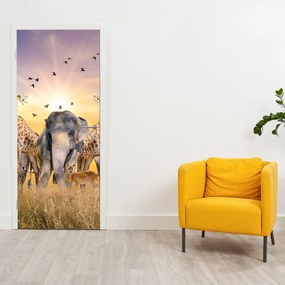 Fotótapéta ajtóra - afrikai állatok (95x205cm)