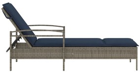 szürke napozóágy párnával 63 x 200 x 81 cm polyrattan (csak az USA-ban)
