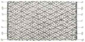 Fekete és fehér pamutszőnyeg 80 x 150 cm AGADIR Beliani