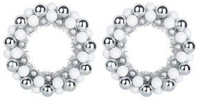 Karácsonyi labda koszorúk 2 pcs Fehér és Ezüst 33 x 33 x 7 cm