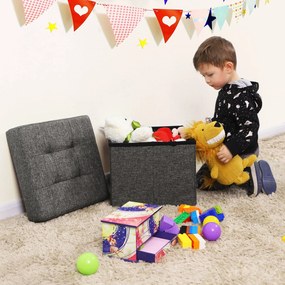 Összecsukható vászon tárolópuff, sötétszürke 38x38x38cm
