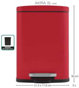 Piros acél pedálos szemetes 5 l Akira – Spirella