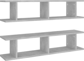 vidaXL 2 db betonszürke forgácslap fali polc 90 x 18 x 20 cm