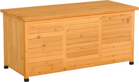 Outsunny Kerti Készlet, Párnákkal Ellátott Tárolódoboz, Kerti Láda, Időjárásálló, Tömbfa, 127 x 56 x 60 cm Sárga | Aosom