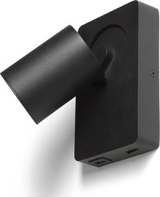 RENDL VOLTERA USB nástěnná černá 230V LED GU10 9W
