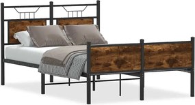 vidaXL füstös tölgy színű szerelt fa ágykeret matrac nélkül 120x200 cm