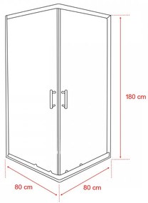 Spirit Clear 80x80 cm szögletes zuhanykabin, zuhanytálca nélkül fekete