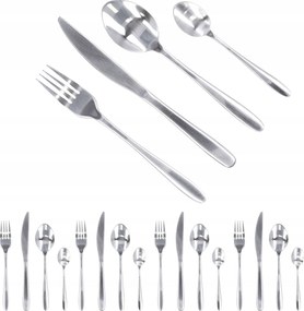16 db-os fényes evőeszköz szett 4 személyes evőeszköz szett ezüst rozsdamentes acél