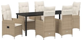 7 részes kertibútor szett párnával bézs poly rattan
