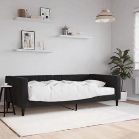 fekete bársony kanapéágy matraccal 100 x 200 cm