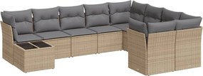 vidaXL 10 részes bézs polyrattan kerti ülőgarnitúra párnával