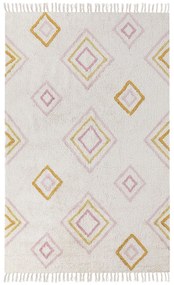 Törtfehér pamut geometrikus szőnyeg 140 x 200 cm LASHE Beliani