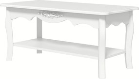 HOMCOM Modern Nappali Kávézó Asztal Nagy Alsó Tárolószámlálón, Fehér Fa Kávézó Asztal 94x44x43cm | Aosom