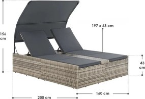 Juskys Syros kerti rattan ágy - szürke