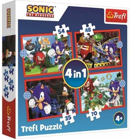 Trefl Sonic kalandtúra puzzle, 4az1-ben(35, 48, 54, 70 darab)