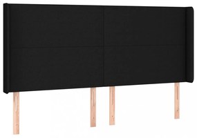 fekete szövet fejtámla szárnyakkal 203x16x118/128 cm