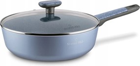 Hagyományos Mély Serpenyő Üvegfedővel 28CM Indukciós Gáz Márvány Bevonatú