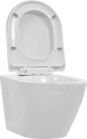 vidaXL fehér kerámia perem nélküli fali WC