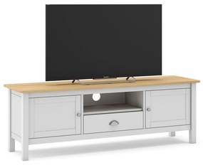 Fehér-natúr színű borovi fenyő TV-állvány 158x53 cm Misti – Marckeric