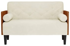 krém bársony loveseat kanapé párnákkal 110 cm