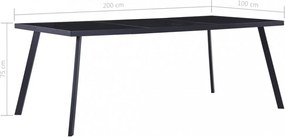 fekete edzett üveg étkezőasztal 200 x 100 x 75 cm
