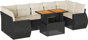 vidaXL 8 részes fekete polyrattan kerti ülőgarnitúra párnákkal