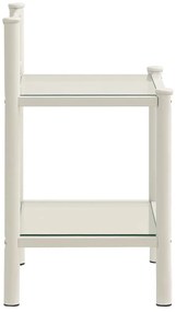 2 db fehér és átlátszó fém és üveg éjjeliszekrény