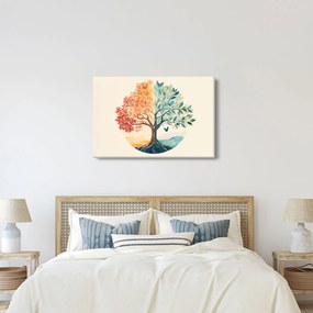 Kép – Duális fa pillangóval (90x60 cm)