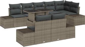 vidaXL Kerti Kanapé Szett párnával 9 pcs Szürke polirattan
