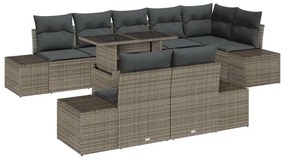 vidaXL Kerti Kanapé Szett párnával 9 pcs Szürke polirattan