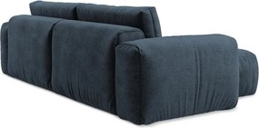 Sötétkék zsenília kinyitható sarokkanapé (bal oldali-heverő résszel) Kuki – Makamii