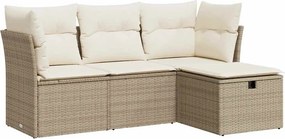 vidaXL 4 részes bézs polyrattan kerti ülőgarnitúra párnákkal