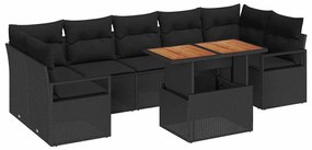 vidaXL Kerti Kanapé Szett párnával párnával 8 pcs Fekete és Barna