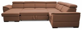 Ággyá alakítható ülőgarnitúra GRANADA, univerzális U-alakú sarokkal és tárolóhellyel, barna