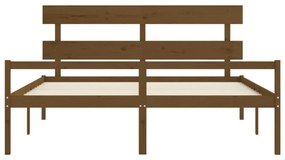 mézbarna tömör fa ágy időseknek fejtámlával 200x200 cm