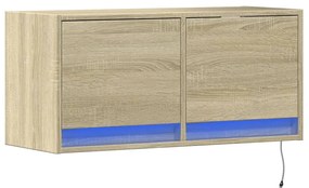 sonoma tölgy színű fali TV-szekrény LED-ekkel 80x31x35 cm