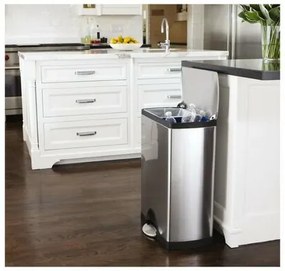Simplehuman Téglalap alakú pedálos szemetesszelektív hulladékgyűjtő 46 l, acél