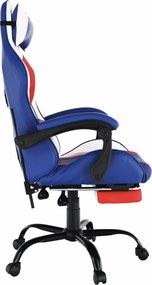 Irodai/gamer szék, kék/piros/fehér, CAPTAIN NEW