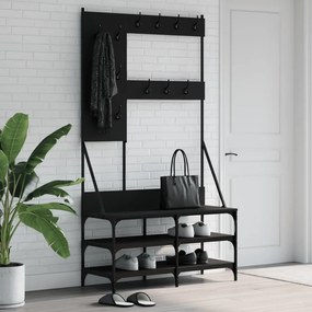 fekete ruhafogas cipőpolccal 100x40x184 cm
