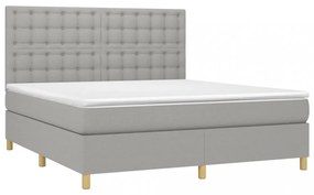 világosszürke szövet rugós és LED-es ágy matraccal 160x200 cm