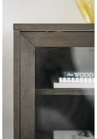 Barna tálalószekrény tolóajtóval, tölgyfa dekorral 170x75 cm Hazelton – Rowico